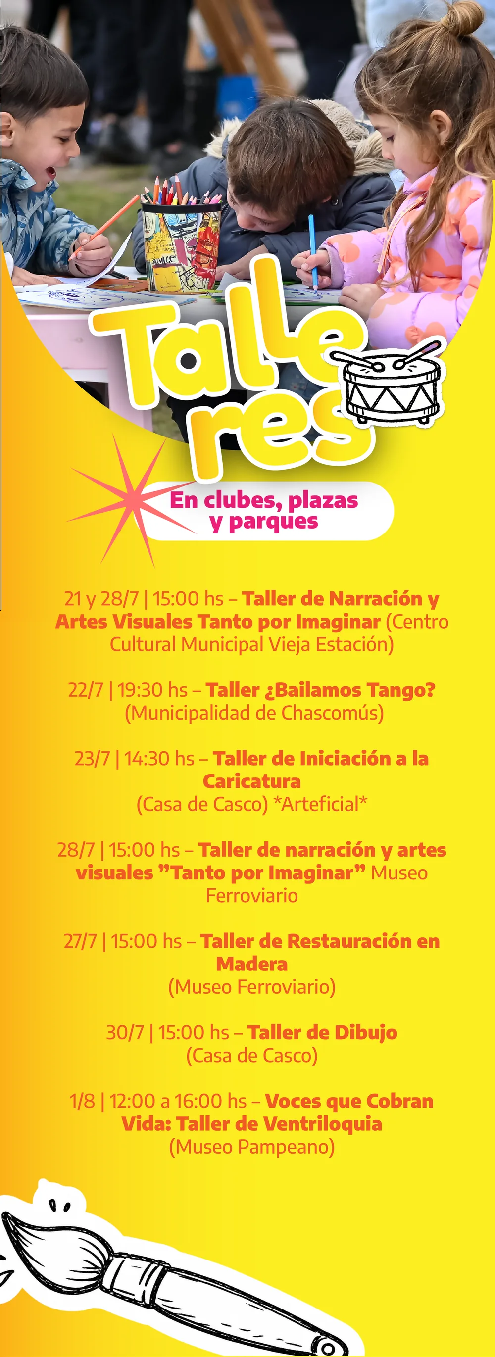 Talleres - En clubes, plazas y parques